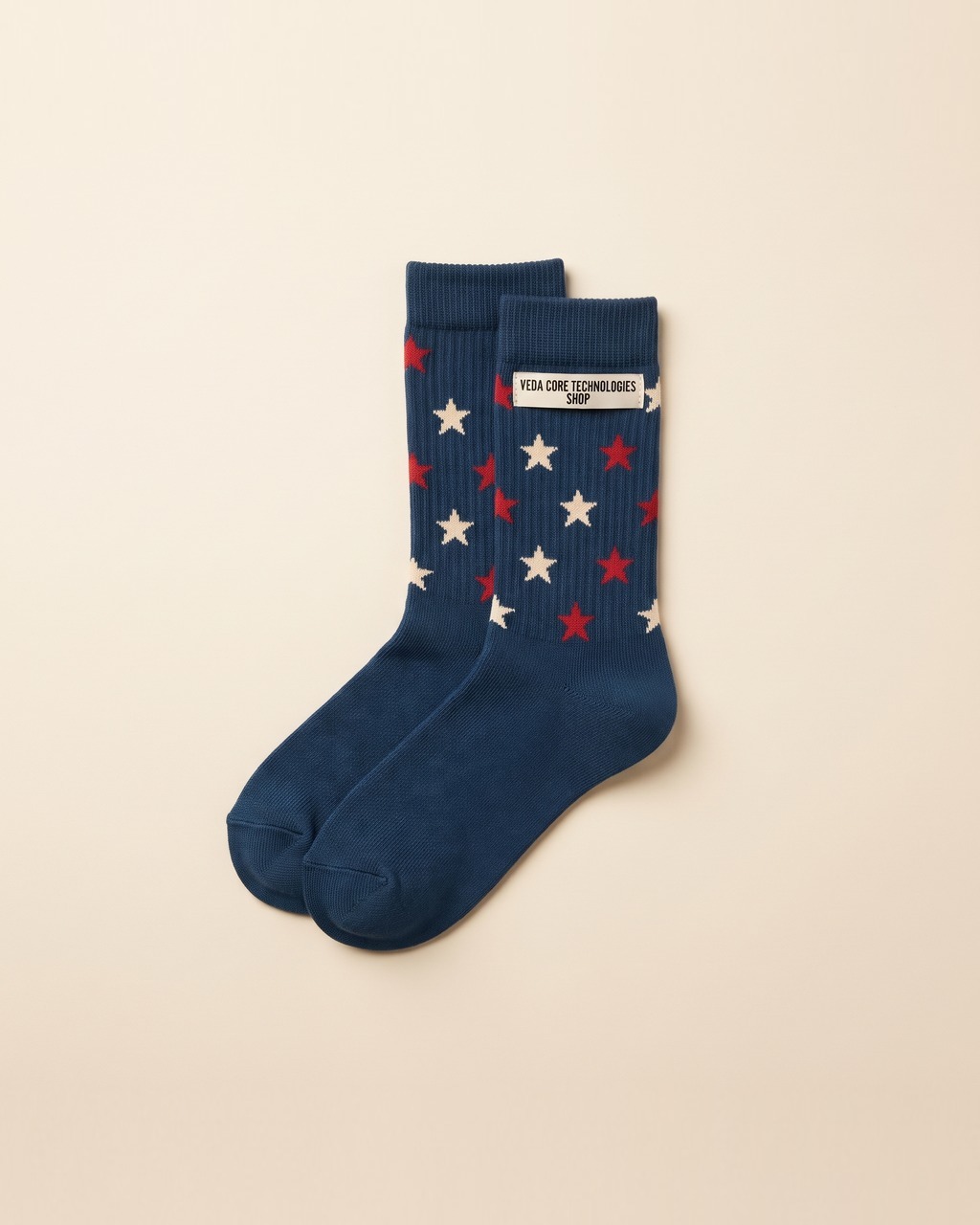Star Field Crew Socks in Midnight Navy