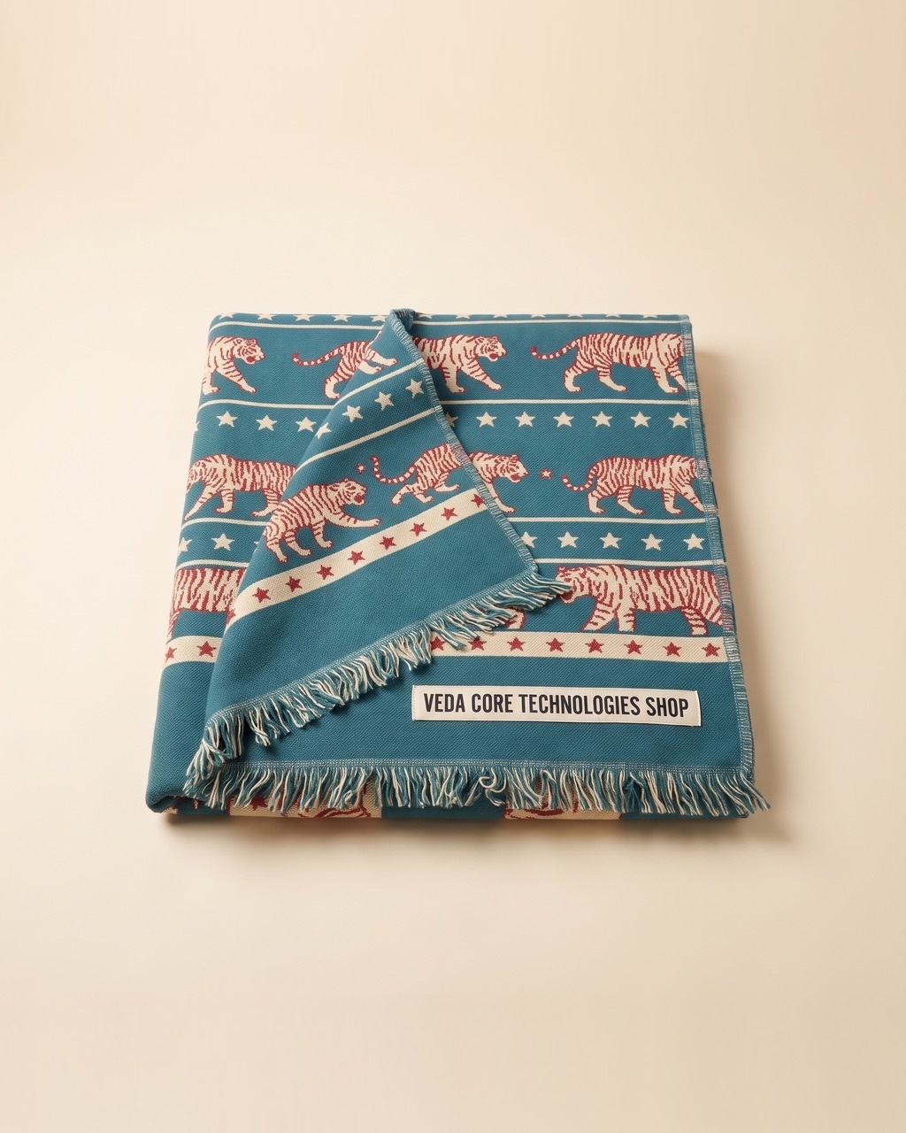 Tiger Parade Throw Blanket in Ringmaster Teal